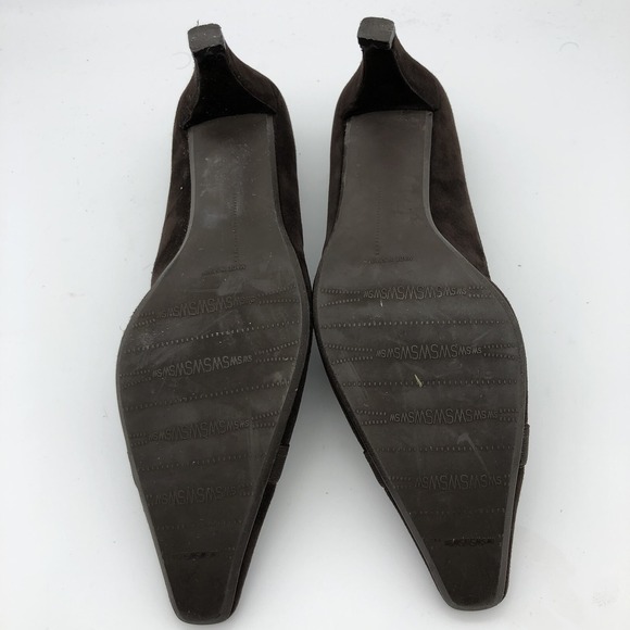 Stuart Weitzman Women's Size‎ 7.5 M Brown Suede Kitten Heels Cross Straps Spain - Picture 6 of 10